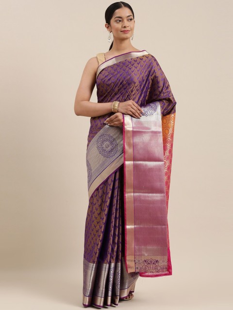 

The Chennai Silks Purple & Pink Ethnic Motifs Art Silk Saree