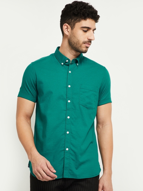 

max Men Green Opaque Casual Shirt