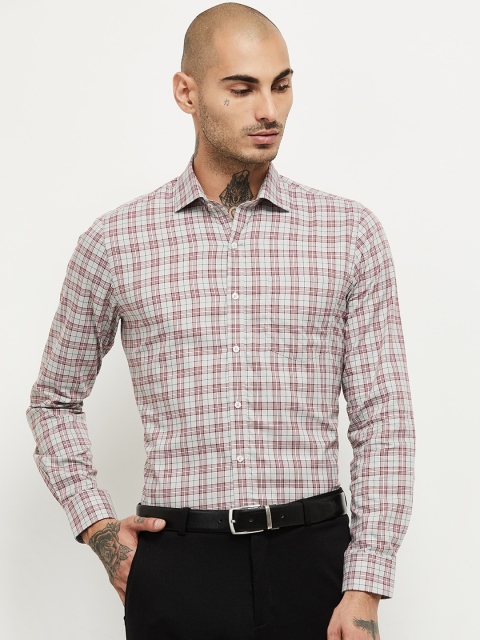 

max Men Beige Opaque Checked Casual Shirt