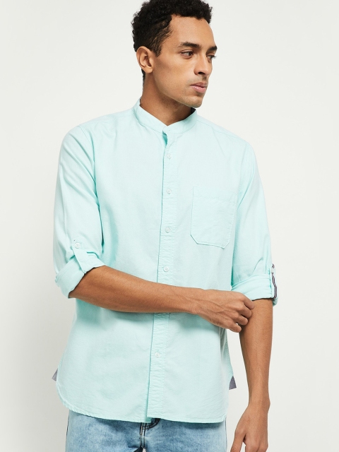 

max Men Blue Opaque Casual Shirt