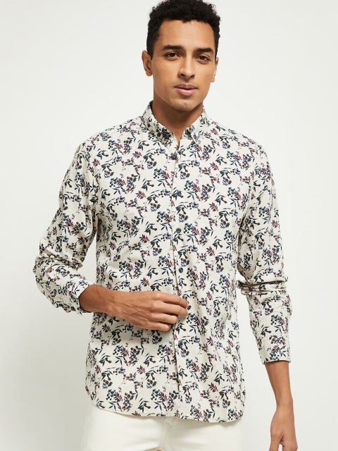 

max Men Beige Floral Opaque Printed Casual Shirt
