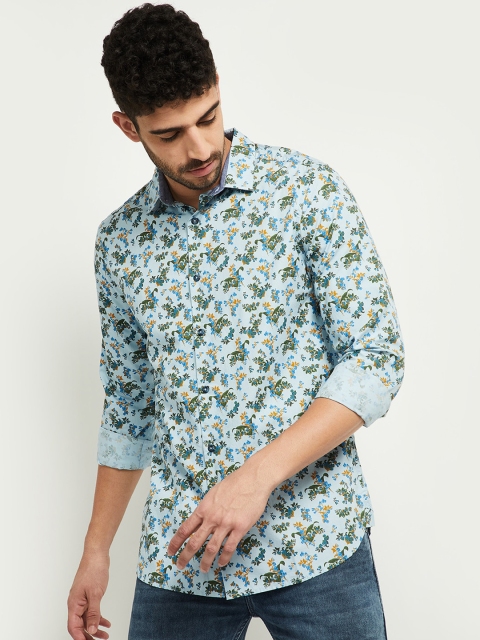 

max Men Blue Floral Opaque Printed Casual Shirt