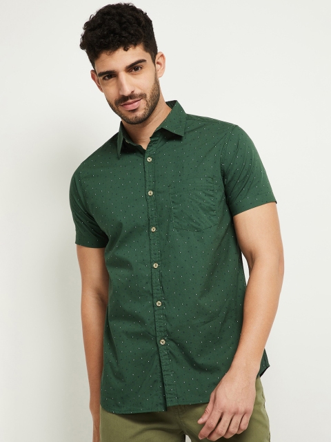 

max Men Green Floral Opaque Printed Casual Shirt