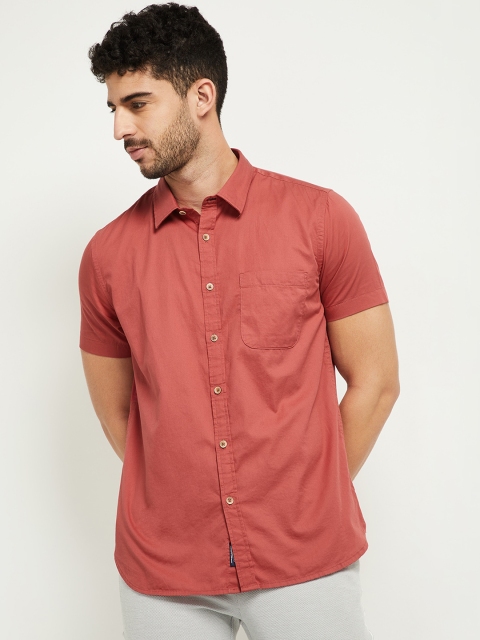 

max Men Rust Opaque Casual Shirt