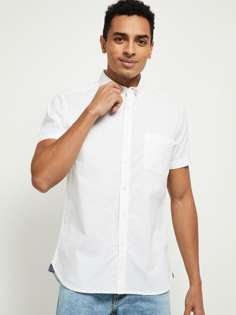 

max Men White Opaque Casual Shirt