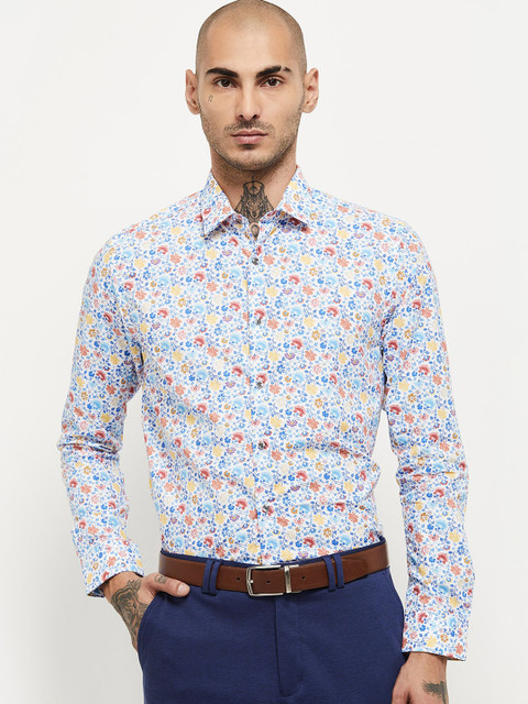 

max Men Blue Floral Opaque Printed Casual Shirt