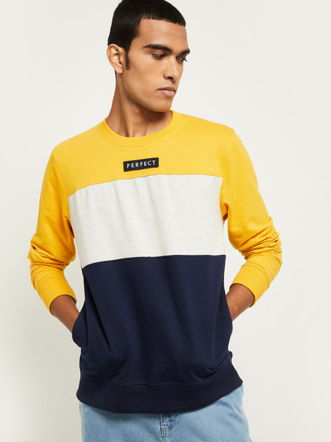 

max Men Yellow Colourblocked Sweatshirt