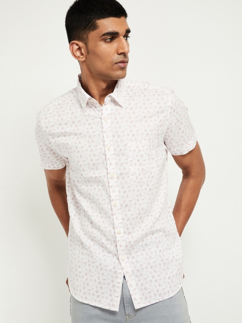 

max Men Red Floral Opaque Printed Casual Shirt