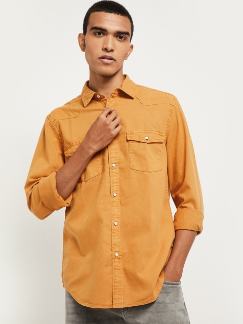 

max Men Mustard Opaque Casual Shirt