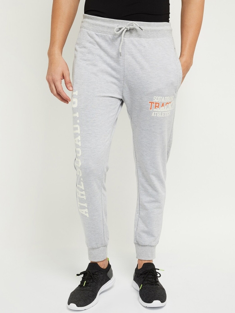 

max Men Grey Melange Printed Joggers