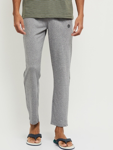 

max Men Grey Melange Solid Track Pants