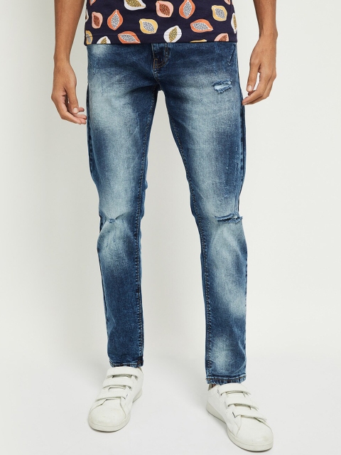 

max Men Blue Mildly Distressed Heavy Fade Stretchable Jeans