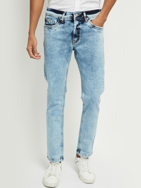 

max Men Blue Heavy Fade Clean Look Stretchable Jeans