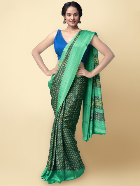 

Unnati Silks Green & Yellow Ethnic Motifs Bandhani Saree