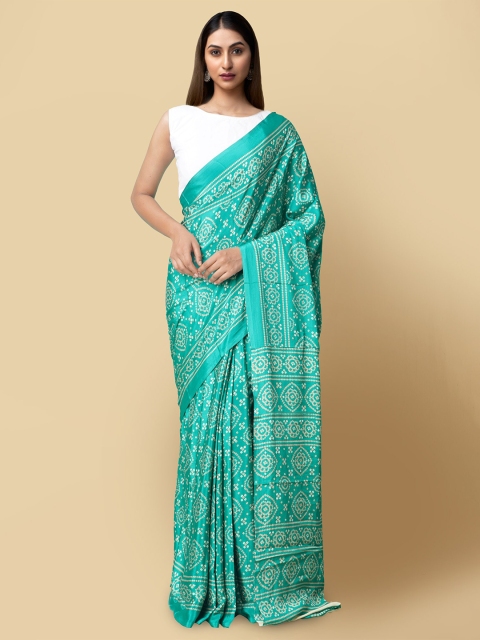 

Unnati Silks Green & Beige Bandhani Saree