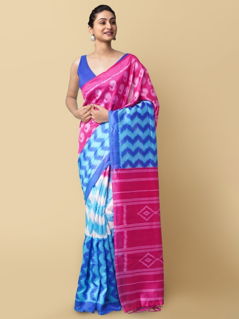 

Unnati Silks Blue & Pink Art Silk Patola Saree