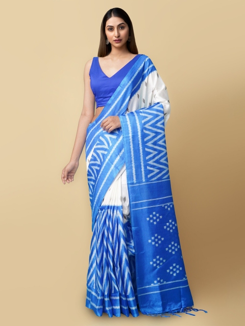 

Unnati Silks Off White & Blue Art Silk Patola Saree