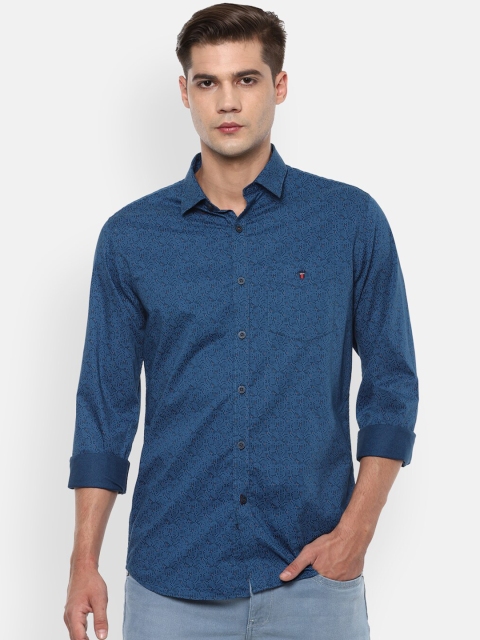 

Louis Philippe Sport Men Navy Blue Super Slim Fit Opaque Printed Pure Cotton Casual Shirt