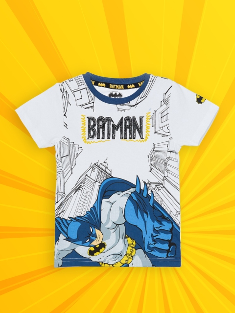 

max Boys White Batman Printed T-shirt