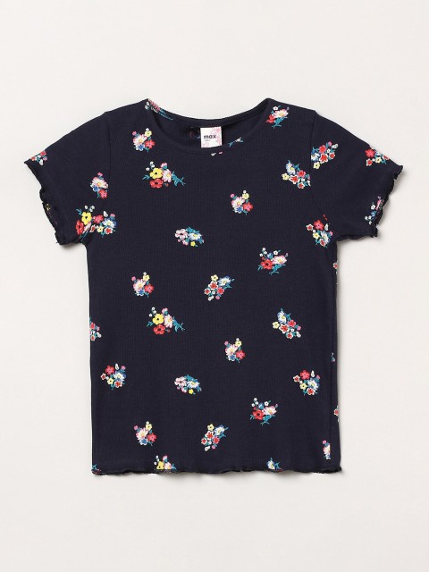 

max Girls Blue Printed T-shirt