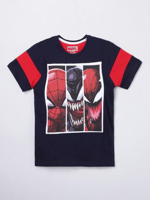 

max Boys Blue Spiderman Printed T-shirt