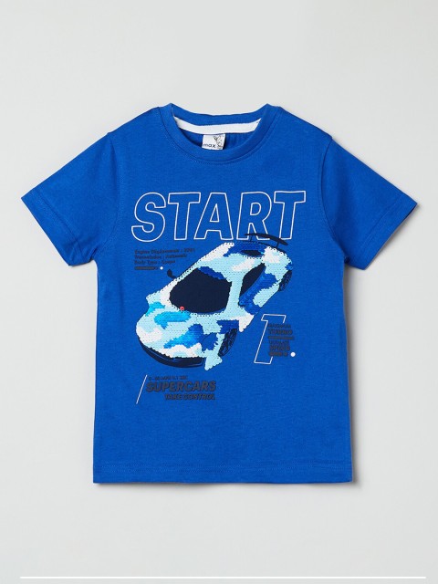

max Boys Blue Printed T-shirt