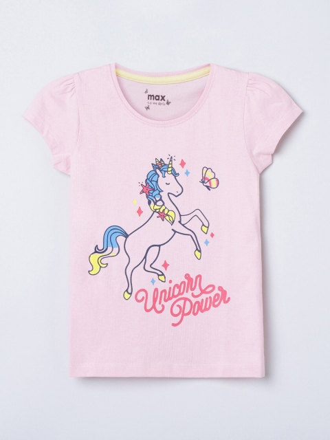 

max Girls Pink Printed T-shirt