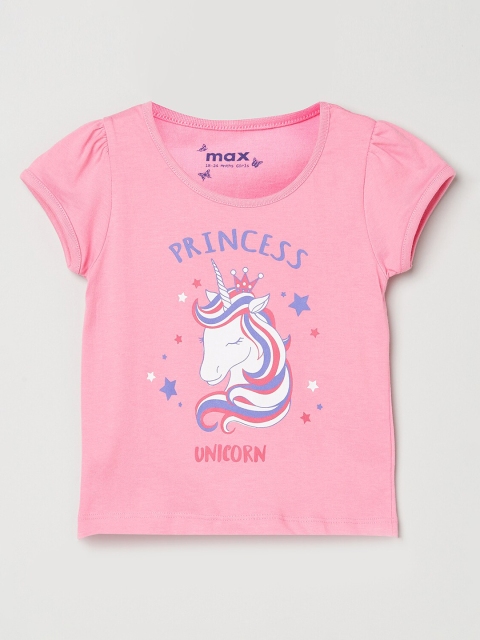 

max Girls Pink Printed T-shirt