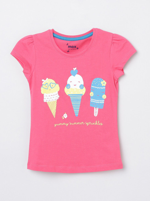 

max Girls Magenta Printed T-shirt
