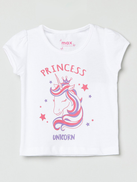 

max Girls White Printed T-shirt