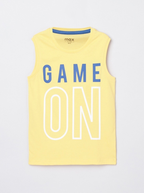 

max Boys Yellow Typography Printed T-shirt