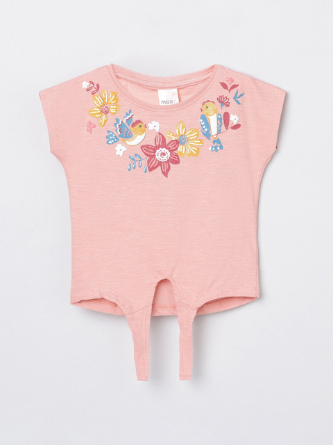 

max Girls Pink Printed T-shirt