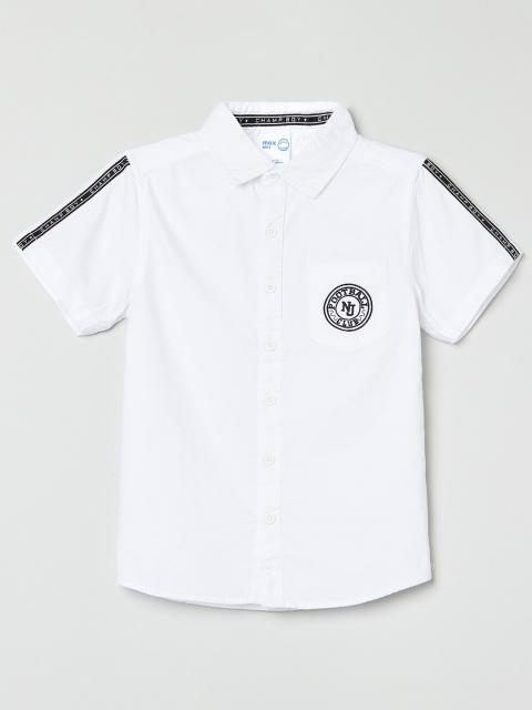 

max Boys White Polo Collar Applique T-shirt