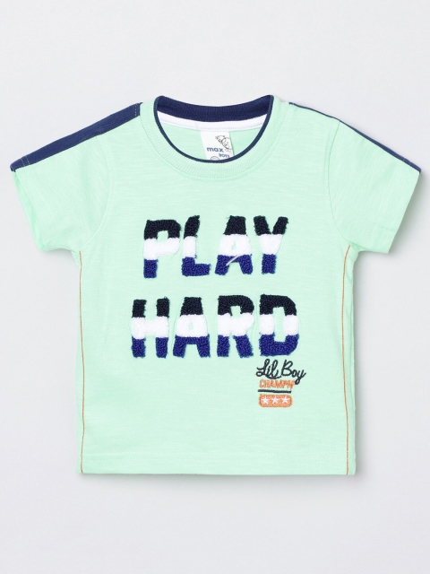 

max Boys Green Printed Applique T-shirt