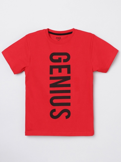 

max Boys Red Typography Printed Applique T-shirt