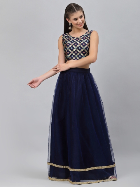 

studio rasa Navy Blue & Gold Sequinned Ready to Wear Lehenga Set