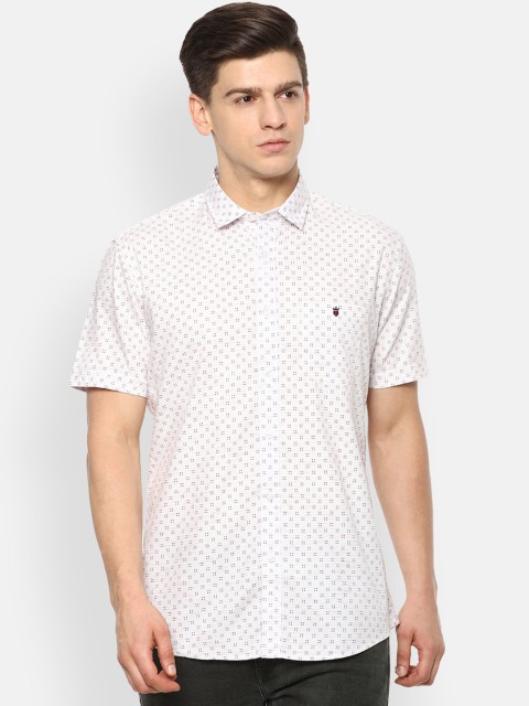 

Louis Philippe Jeans Men White Slim Fit Opaque Printed Pure Cotton Casual Shirt