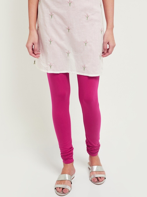 

max Women Pink Solid Churidar-Length Leggings