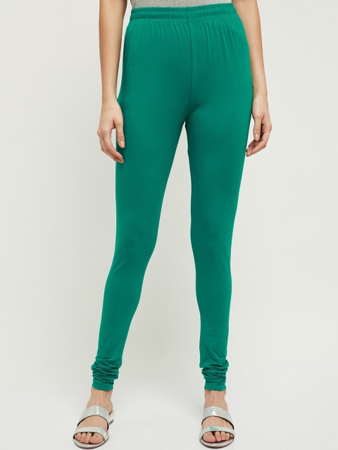 

max Women Green Solid Churidar-Length Leggings