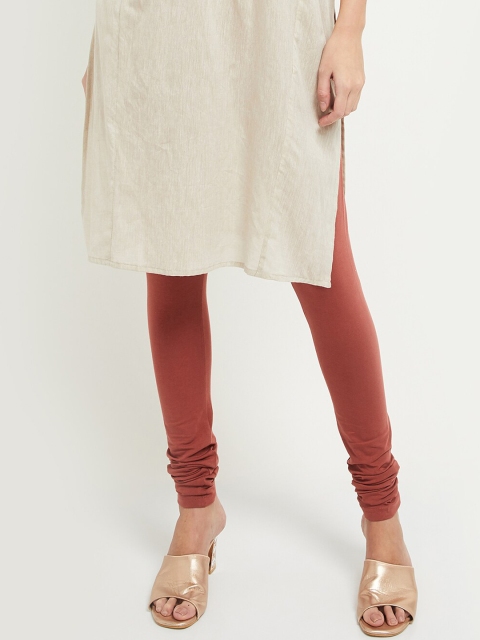 

max Women Brown Solid Churidar-Length Leggings