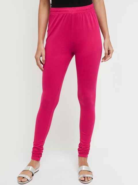 

max Women Fuchsia Pink Solid Churidar-Length Leggings