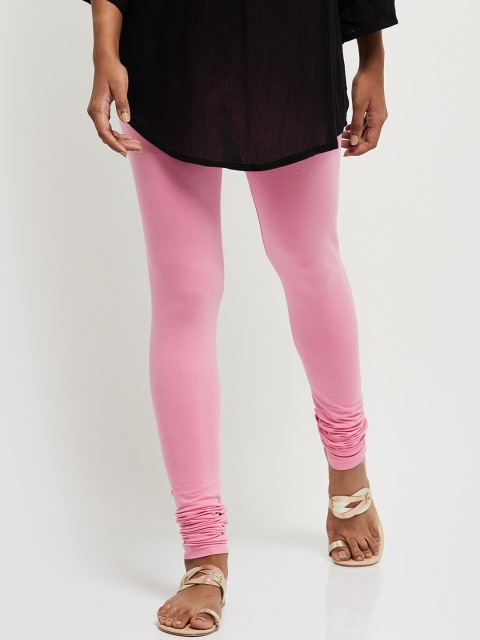 

max Women Pink Solid Churidar-Length Leggings