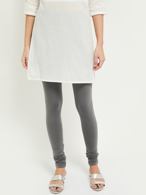 

max Women Grey Solid Churidar-Length Leggings