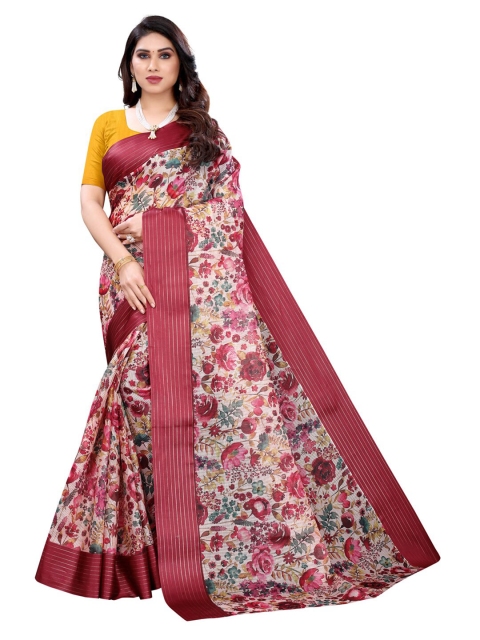 

KALINI Maroon & Yellow Floral Saree