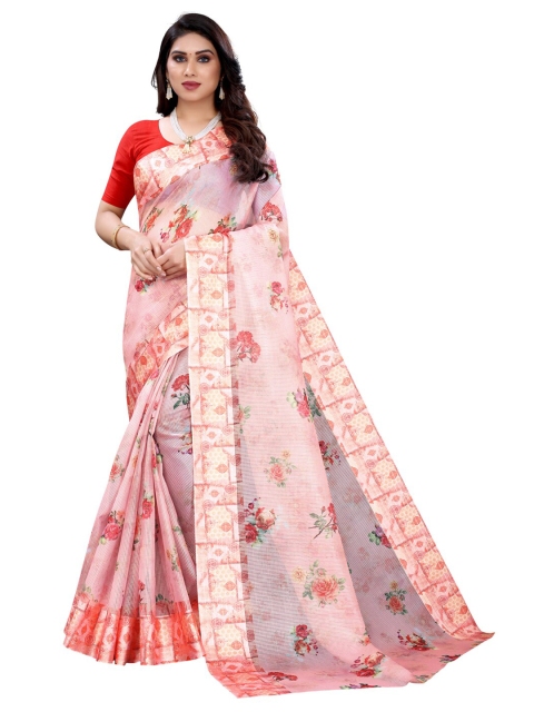 

KALINI Pink & Red Floral Saree