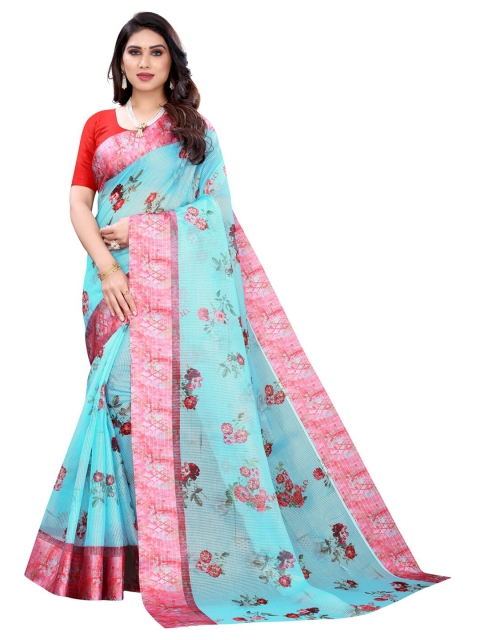

KALINI Blue & Pink Floral Saree