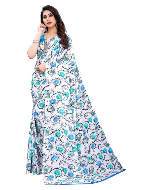 

KALINI White & Black Floral Saree