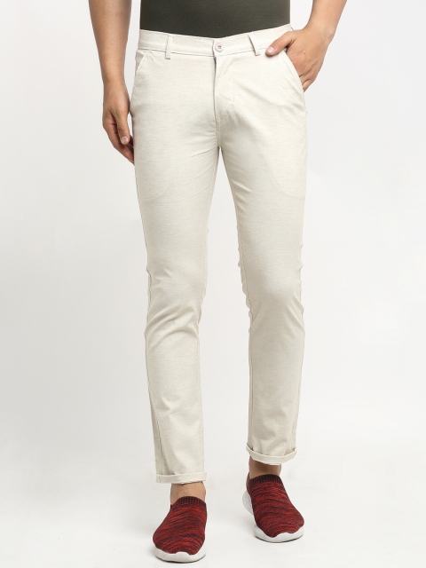 

Rodamo Men Cream-Coloured Slim Fit Trousers