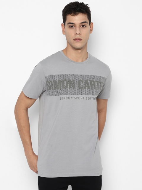 

SIMON CARTER LONDON Men Grey Typography Printed Slim Fit T-shirt
