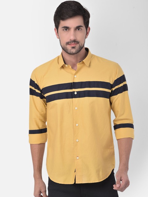 

COBB Men Yellow Slim Fit Horizontal Stripes Opaque Striped Casual Shirt